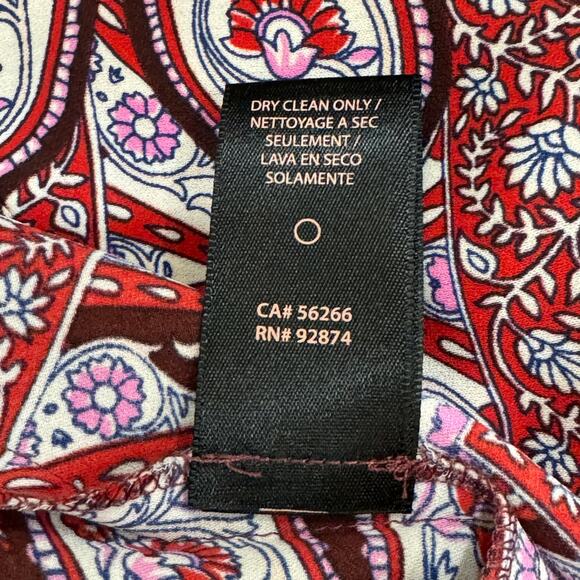 ELLA MOSS Flutter Sleeve Wrap Dress Size S Red Purple Boho Print Midi Dress - Picture 9 of 11